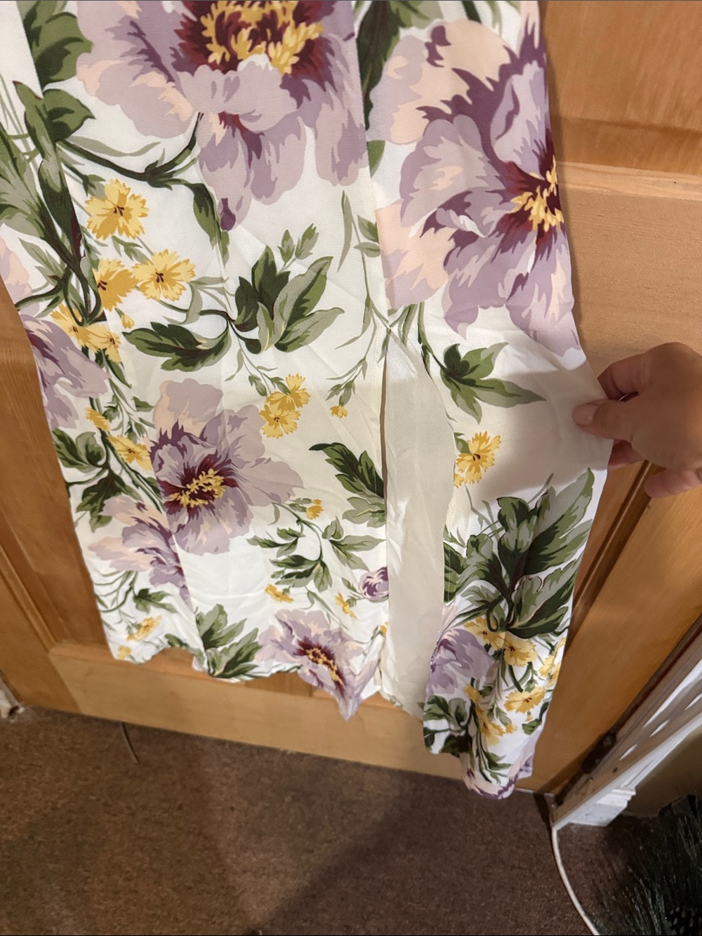 Reformation White Slip Dress with Lavender and Green Floral Print, size 4 - Picture 3 of 6